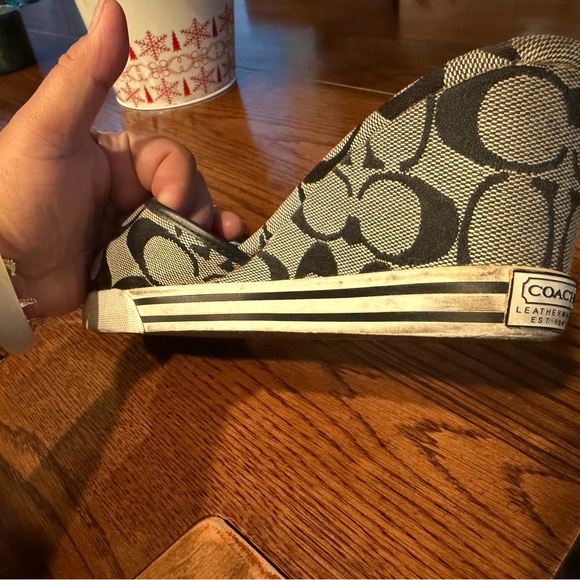 Coach wedge black and gray sandals signature logo - Picture 6 of 13